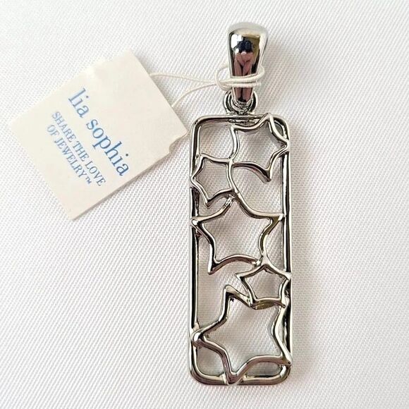 Lia Sophia Jewelry - Lia Sophia Falling Scatter Stars Rectangle Silver Tone Pendant Slide Celestial